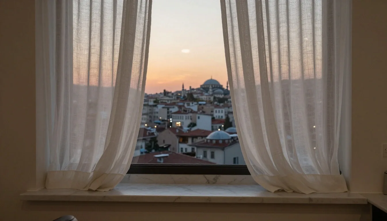 Mermer danışmanlık salonunda akşam ışığı