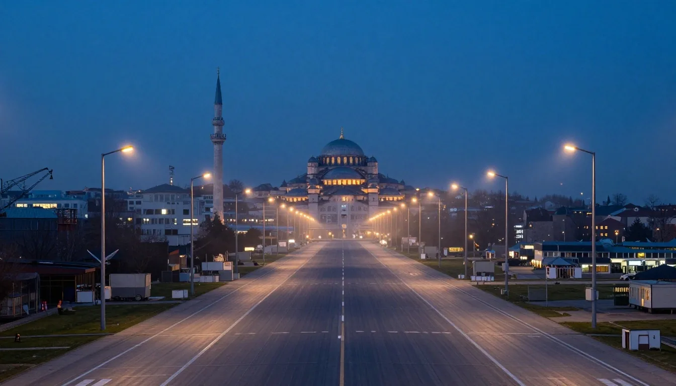 Akşam ışığında İstanbul havalimanı pisti