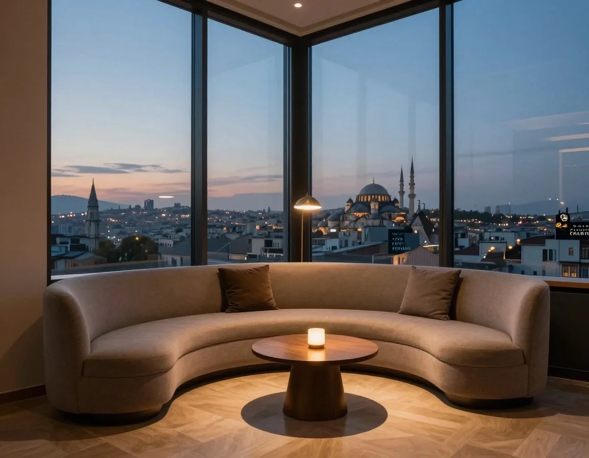 İstanbul'da akşam ışığında sakin danışma odası